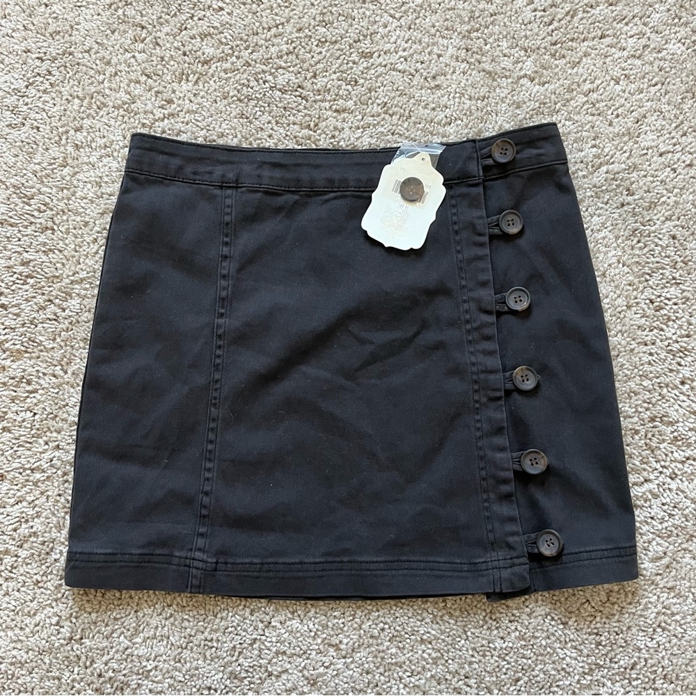 Altar’d State Black Button Down Mini Skirt - Size Large